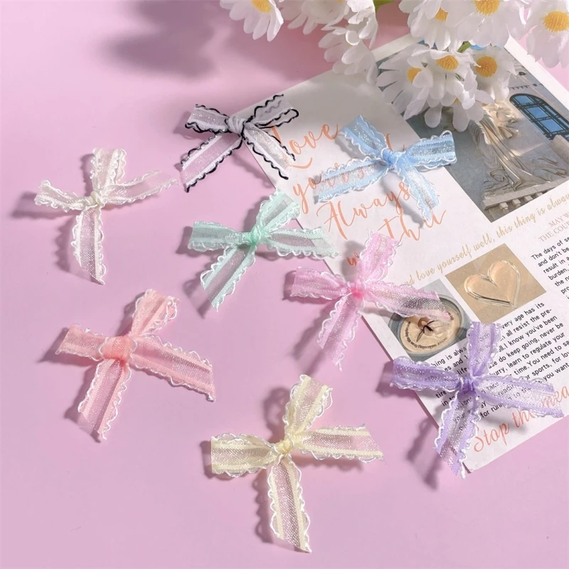 20 Stück/Lot 4x4cm Kleine Satinband-Schleifen Bunte Tüllschleifen Blumenapplikationen für DIY-Bastelarbeiten Handarbeit Party Hochzeitsdekoration – Detail 5