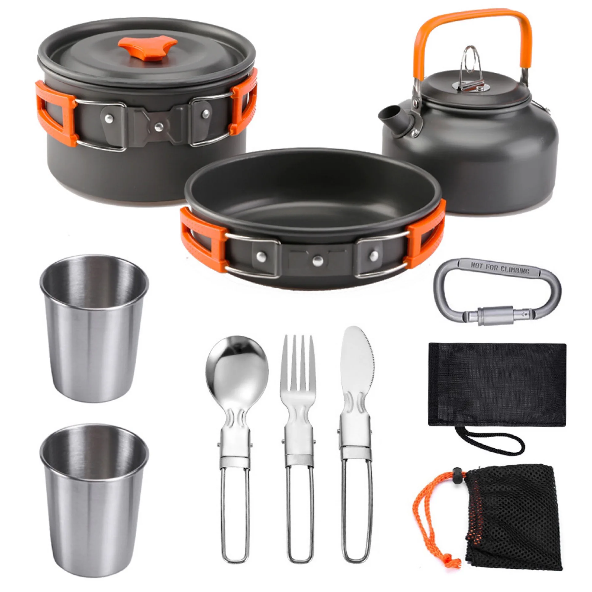 Camping Cookware Kit Foldable Outdoor Cooking Utensils Hard Alumina Save Space Equipment Heat-Resistance For 2-3 People Picnic