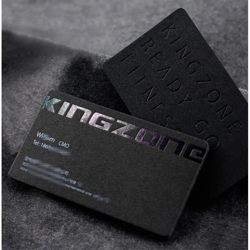 20 0.Zhang.Custom.Luxury  Customization Paper Buisiness Cards Logo Foil Print Greeting Card Black Cardboard Embossed Visit