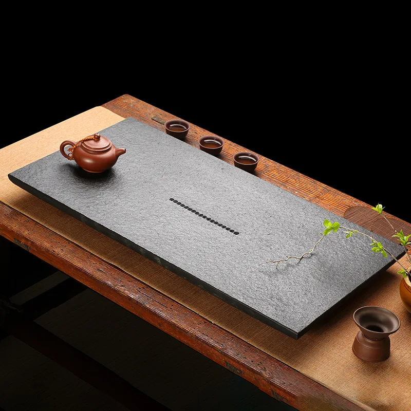 Natural Black-gold Stone Tea Tray  Zen Ujin Tea Table Set Board