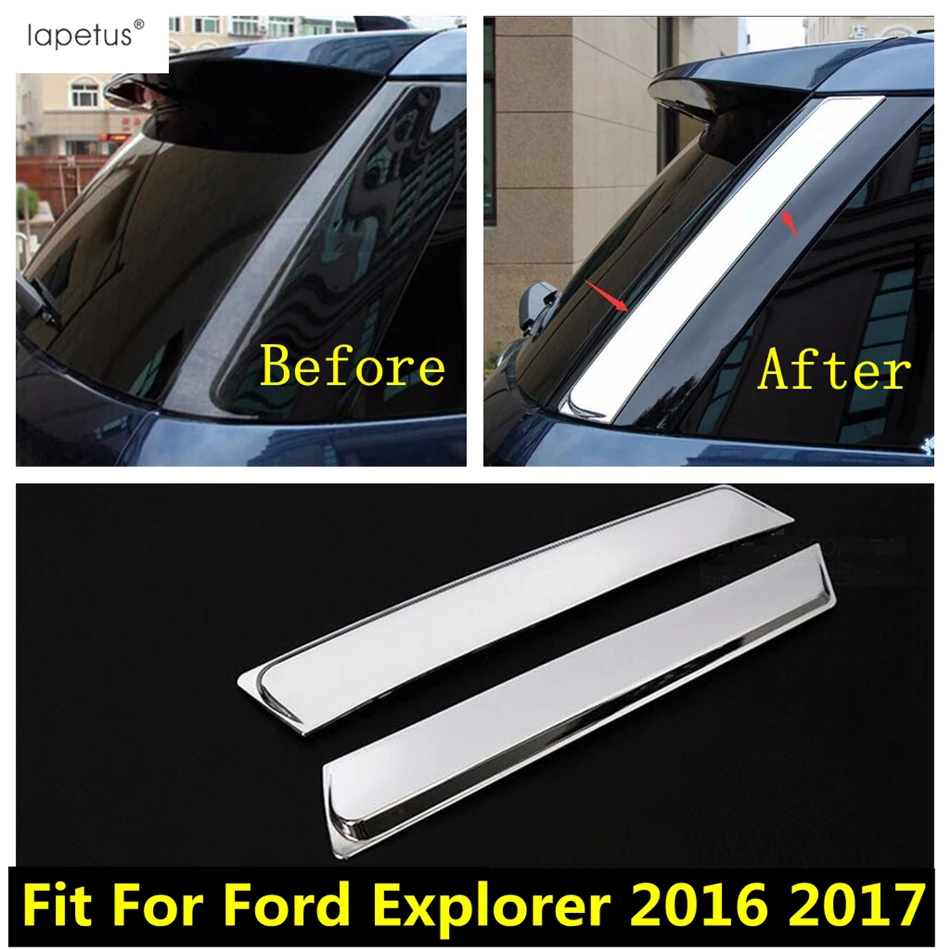 

ABS Chrome Accessories For Ford Explorer 2016 2017 Rear Tail Window Decor Stripe Molding Cover Kit Trim 2 Piece Exterior