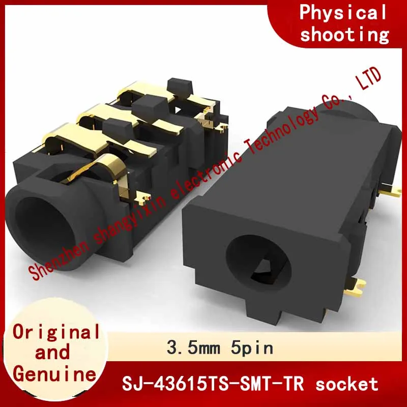 

SJ-43615TS-SMT-TR has a 5p surface mount headphone jack socket with a 3.5mm gold-plated audio and video female socket