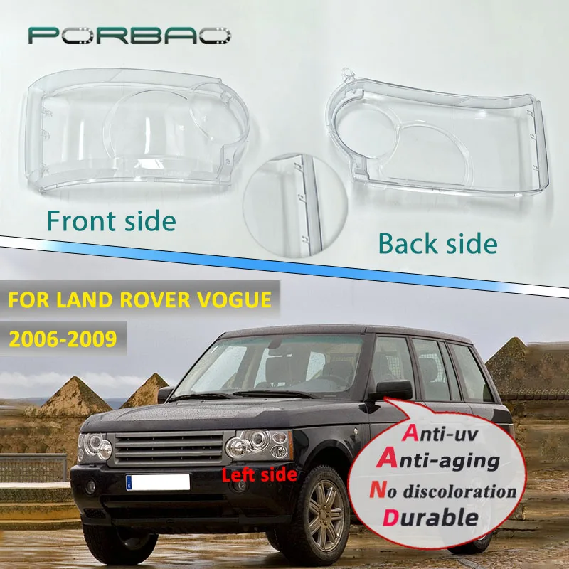 

PORBAO Headlight Lens Cover for Land Rover VOGUE 2006 2007 2008 2009 Transparent Car Lights Lens Shell Auto Parts Replacement