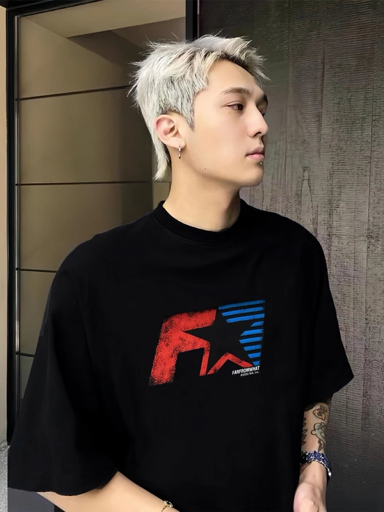 

Far Archive FK American Trendy Brand Fla Limited Racing Waed Pure Cotton Loose Casual ort Sve T-irt for Men