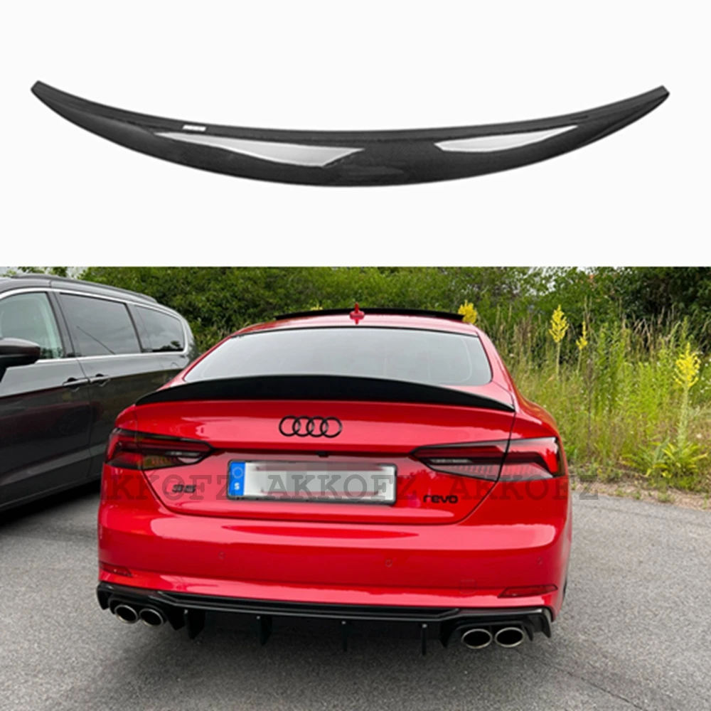 

For AUDI A5 S5 RS5 B9 2Door/4Door Coupe HK Style Carbon fiber Rear Spoiler Trunk wing 2017-2023 FRP Glossy black Forged carbon