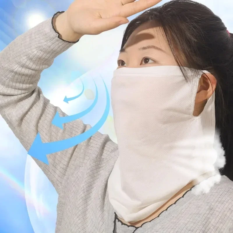 Summer Cooling Ice Silk Sunscreen Mask and Neck Cover Block UV Rays Prevent Facial Neck Sun Protection Mask for Hiking Riding