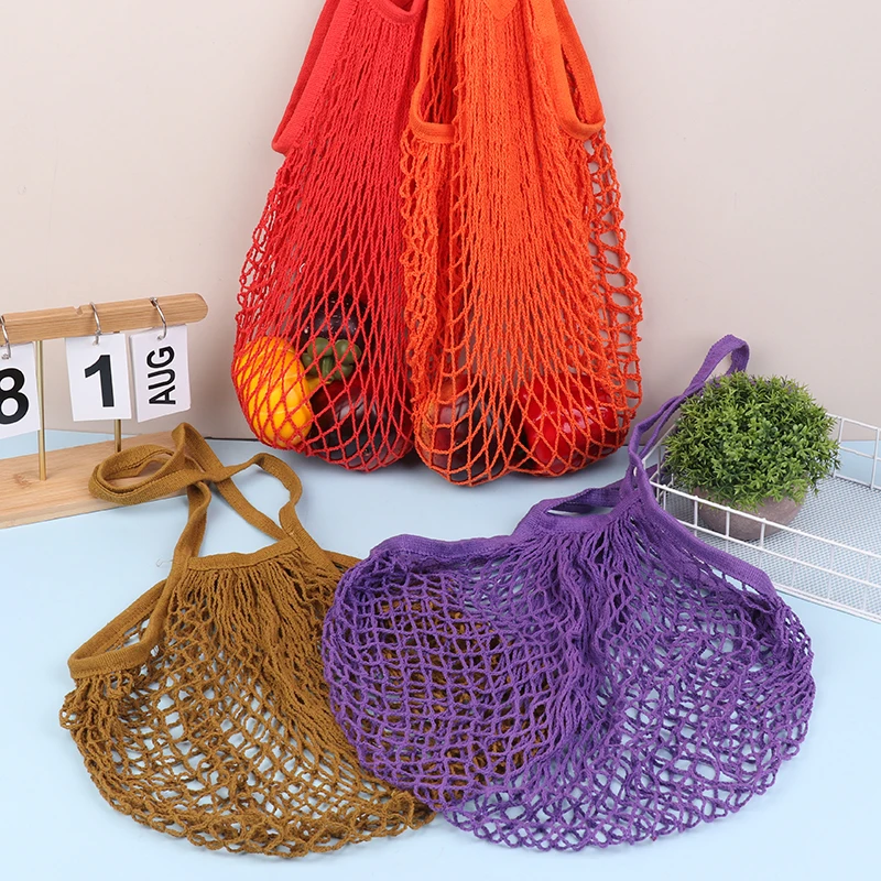 

Cotton Mesh Shopping Bag Reusable Net String Bag Fruit Storage Handbag Totes Women Shopping Mesh Net Shop Grocery Tote Bag