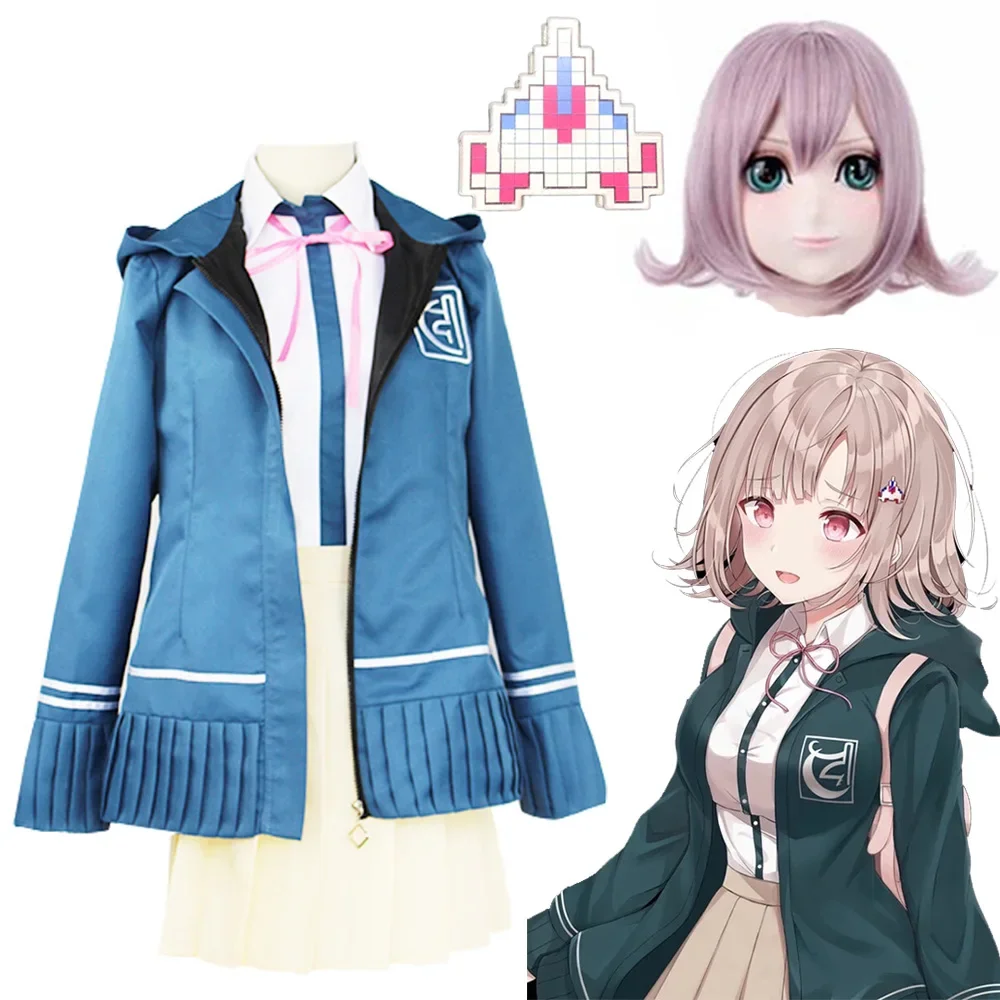 Disfraz de Danganronpa 2 Chiaki Nanami, uniforme escolar de Anime para mujeres y niñas