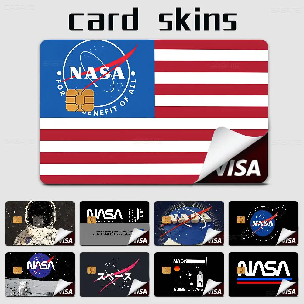 Pegatina de Vinilo con Diseño de Anime de la Agencia Espacial Estadounidense (NASA) para Tarjetas de Crédito y Débito con Chip Pequeño y Grande