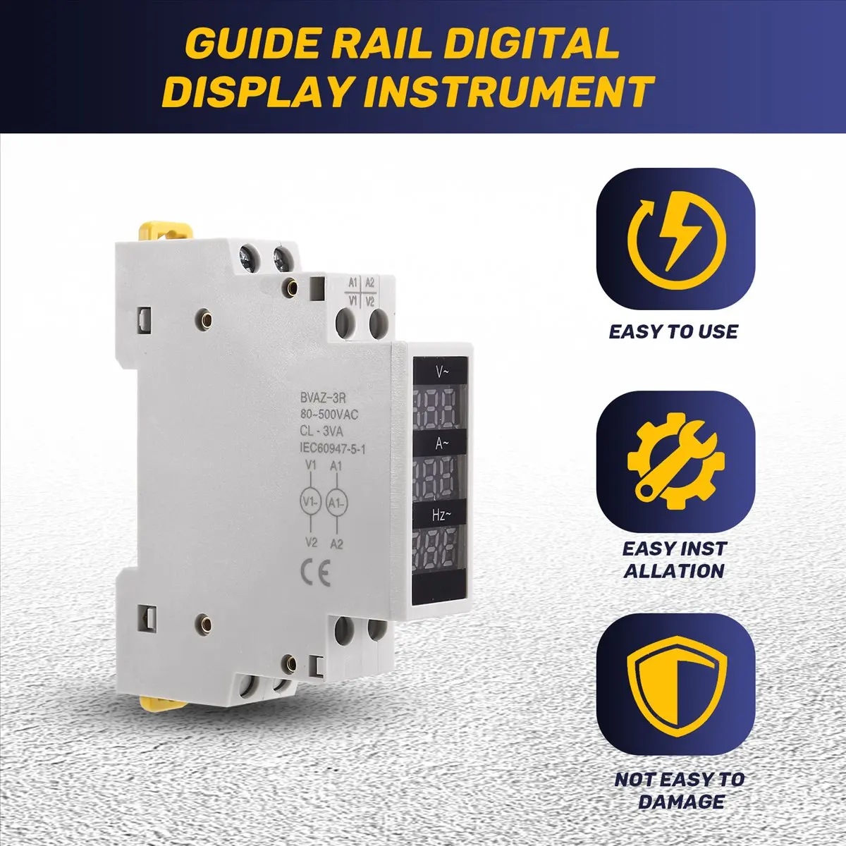 Guide Rail Digital Display Instrument Three-Phase Single-Phase Voltage and Current Hertz Meter AC Mini Module BAVZ-3R