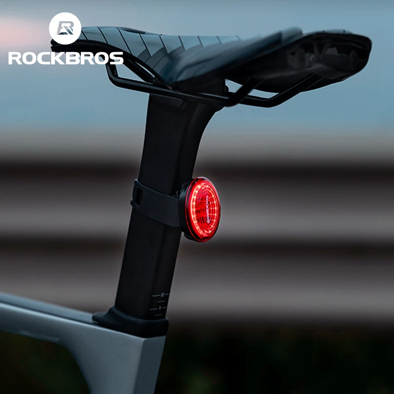 

ROCKBROS Bicycle Rear Light Smart Auto Brake Sensing Magnetic Charging lPx7 Waterproof Bike Light LED Lamp Cycling Taillight