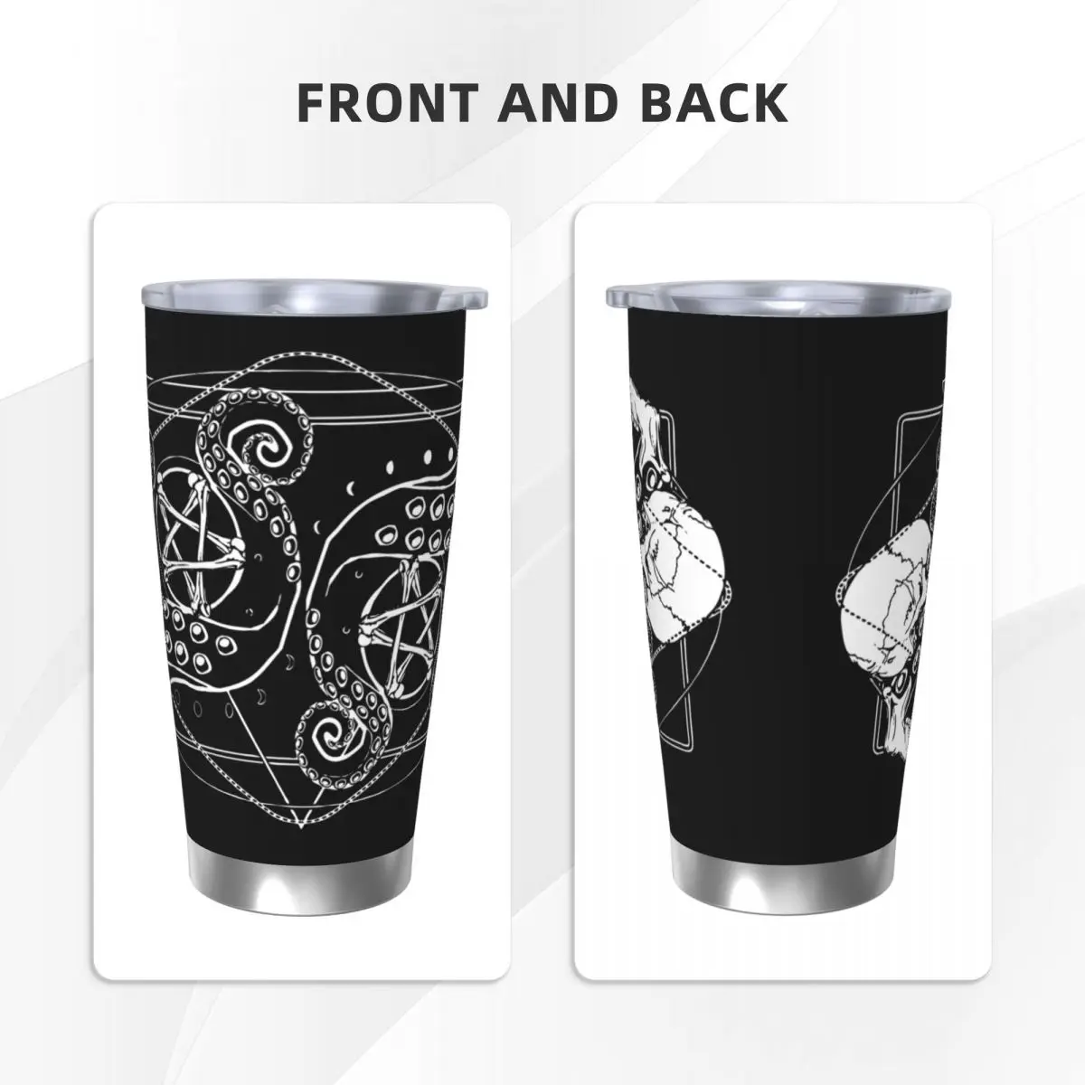 Tentacles Of Pentacles Insulated Tumbler with Lid Tarot Occult Witch Vacuum Coffee Mugs Double Wall Thermos Bottle Cups, 20oz