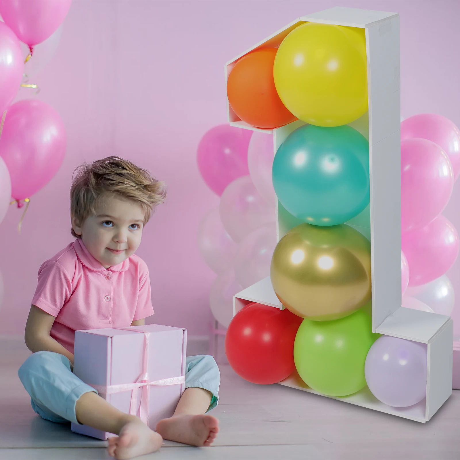 

Number 1 Box Reusable Balloon Frame For Shower Birthday Party Balloon Boxes Gender Reveal Bridal Wedding