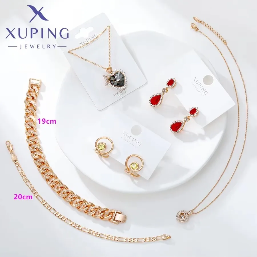 Xuping Jewelry Trendy Promotion Mixed Pulsera Bracelets Earring Group Copper Alloy Gold Color Plated Charm Bracelets for Women