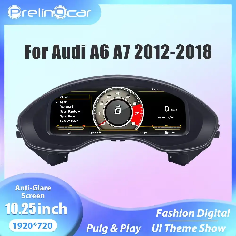 Image of Prelingcar Store LCD-Digital-Cockpit-Display für Audi A6 A7 C7 Baujahre 2012-2018, Tachometer, Virtuelles Cockpit-Instrument
