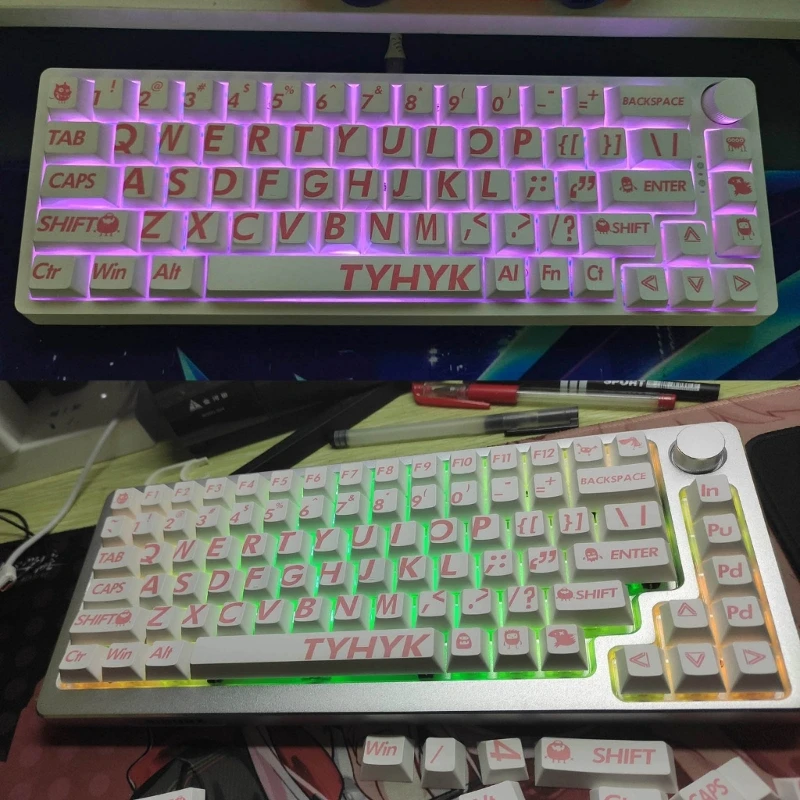 132 Keys Cherry Profile PBT Dye Sublimation Keycap For Mechanical Keyboard Cherry Mx Switch Vibrant Pink Color F19E