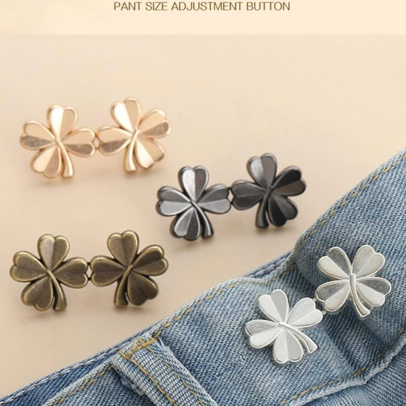 Shamrock Waist Pins for Girls Women Alloy Shawl Clip Waist Brooches Hook for Jeans Pants Snap Buckle Waist Accessories