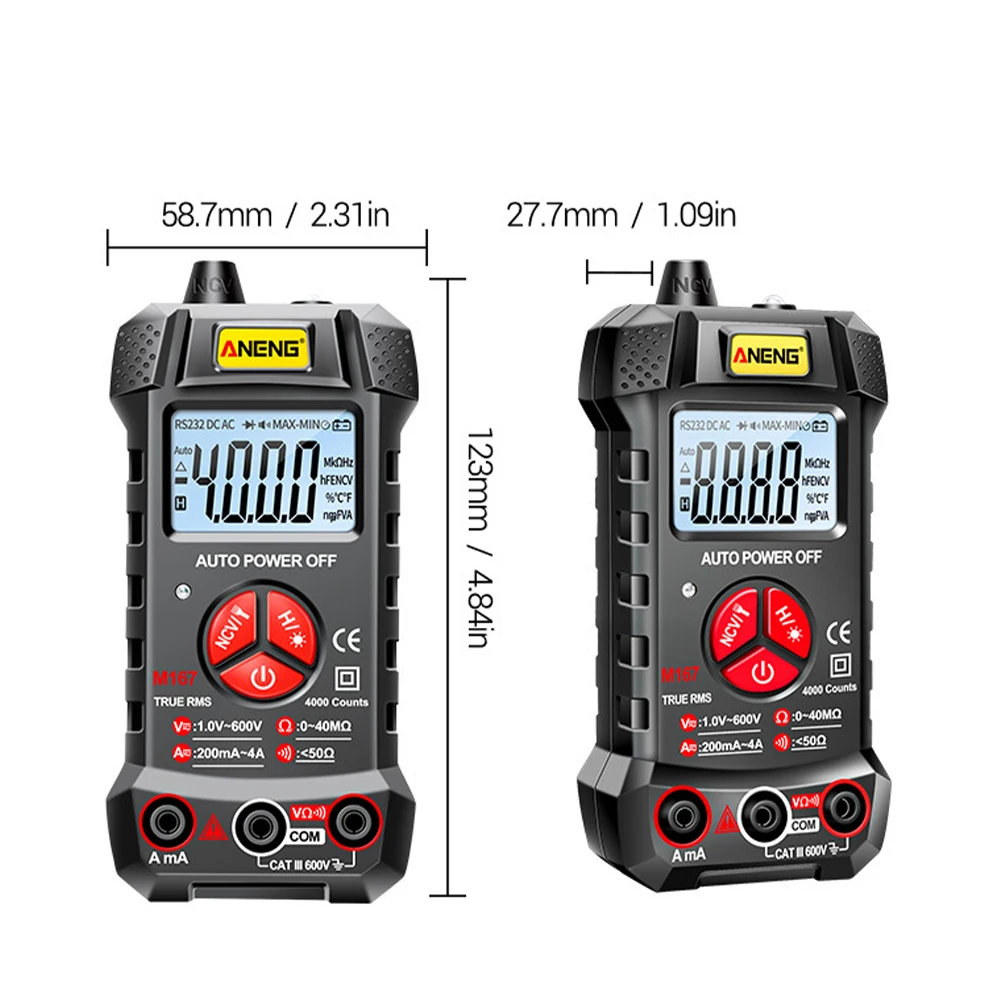 M167 Digital Multimeter High Precision AC/DC Electrical Instruments Tester Auto Multimetro True Rms Transistor NCV Multimeter