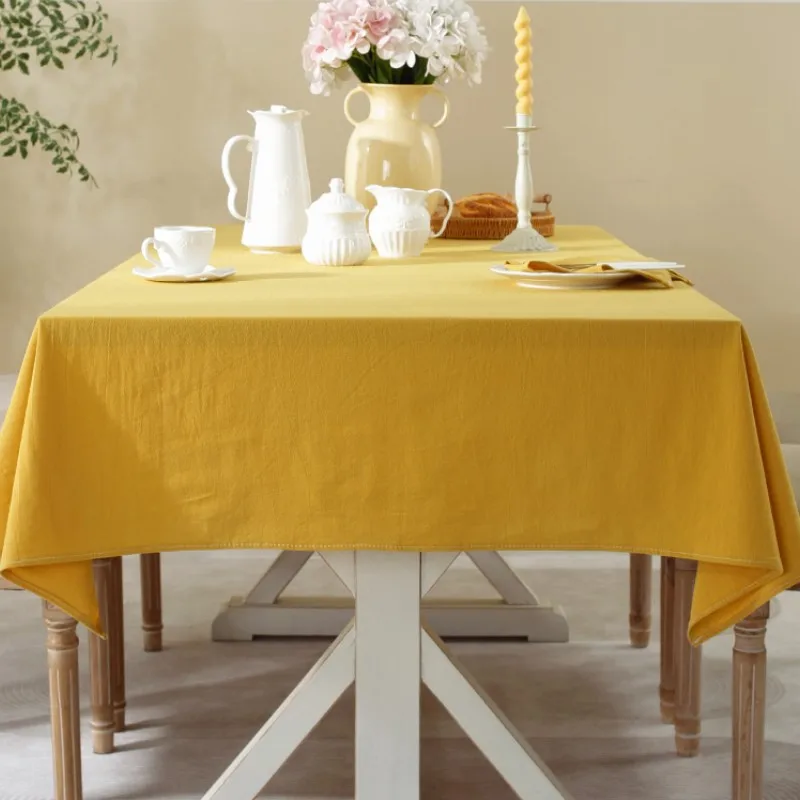 100% Cotton Table Cloth Solid Color Simplicity Wash Cotton Table Cover Restaurant Kitchen Party Holiday Tablecloth Decoration