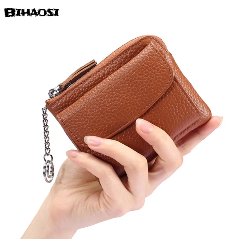 

Women's Zero Wallet Leather Mini Key Chain Zipper Style Coin Change Wallet Wristlet Purses Girls Purse Small Pouch Wholesale