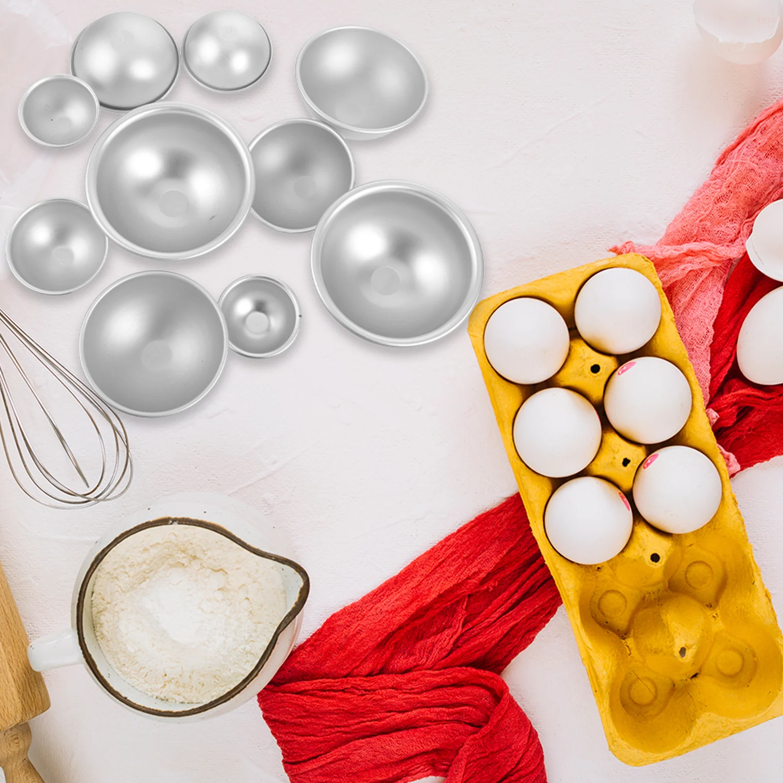 

10Pcs Aluminium Alloy Half Round Cake Mold Hemisphere Baking Mold Easy Clean Kitchen Cake Baking Supply