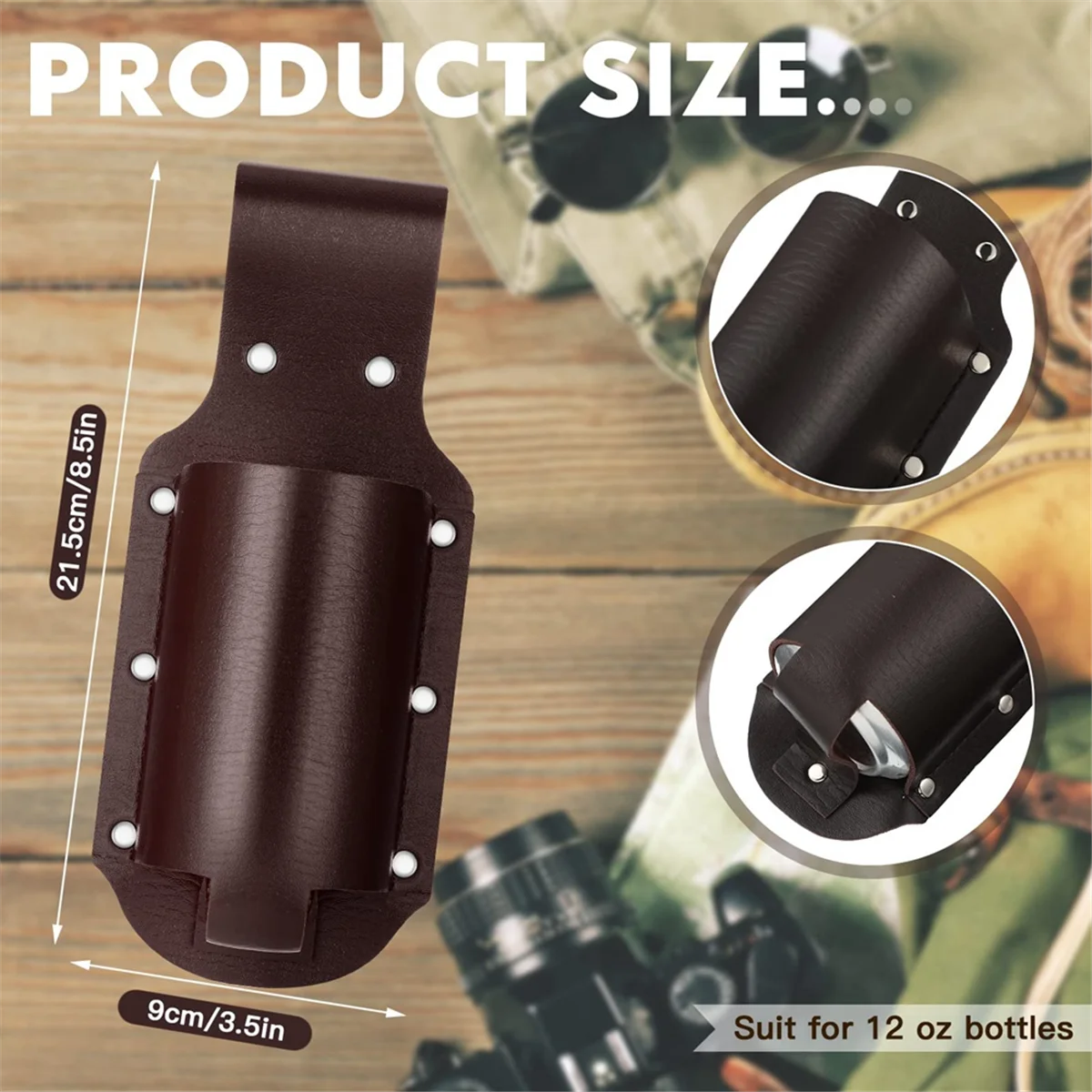【New User-Coupon!】3PC Classic Beer Holster Great Gadget, Perfect Beer Gift for Men of All Ages, Espresso Brown Leather, Holster