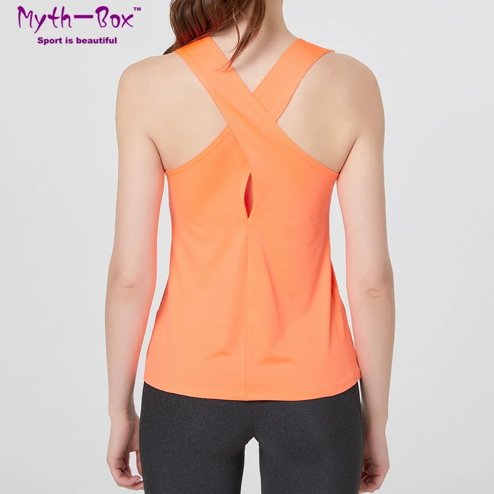Letnia damska koszulka do jogi Luźna cienka kamizelka sportowa T-shirt bez rękawów Paski krzyżowe Siłownia Fitness Tank Top Szybkoschnąca kamizelka do biegania Bluzka