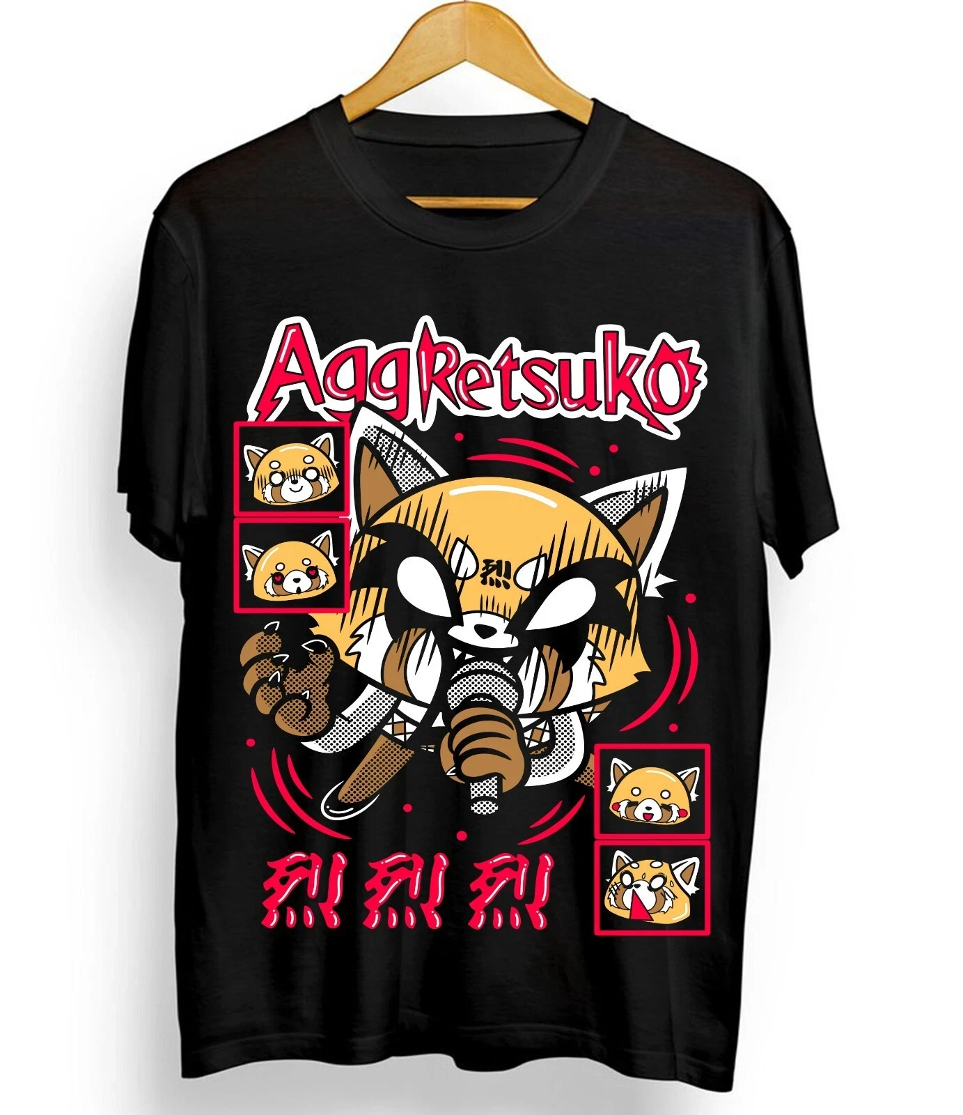 2026 New Year's Aggretsuko T-Shirt - Aggressive Retsuko, Kawaii Waifu Girl Anime Shirt, Women's Short-Sleeve Shirt