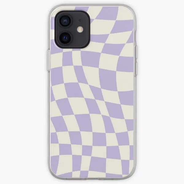 Soft Purple Warp Checked Pattern Iphone  Phone Case Customizable for iPhone X XS XR Max 11 12 13 14 Pro Max Mini 6 6S 7 8 Plus