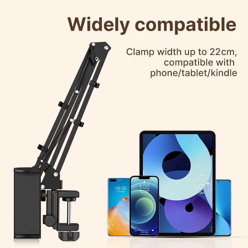 Ulanzi T2 Metal Desktop Stand Long Arm Tablet Stand Bed Desktop Lazy Bracket Support IPad Smartphone Holder Microphone Boom Arm