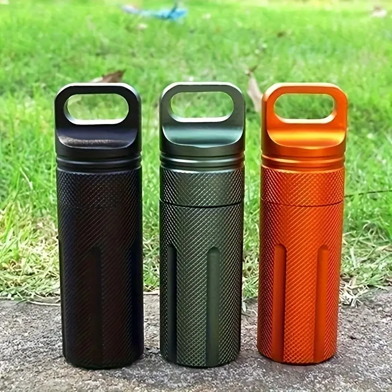 Aluminum Alloy Waterproof Pill Case - Portable Sealed Medicine Bottle, First Aid Outdoor Storage Container, Single Piece image 6