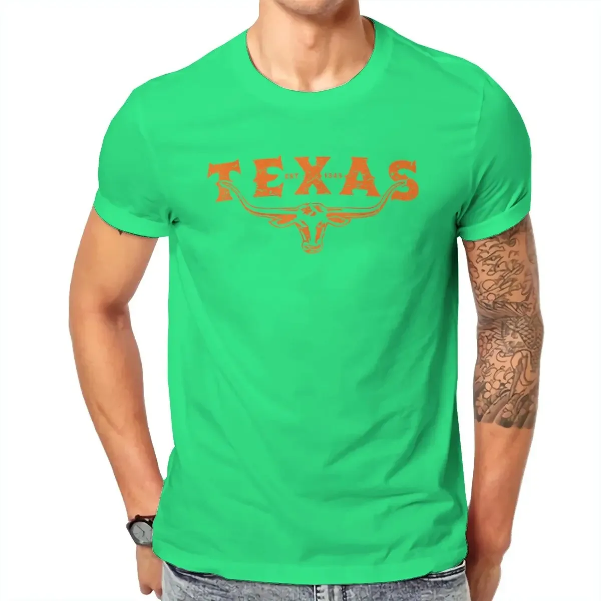 2024  Unique Texas_Longhorn_Bull_Vintage_Distressed_Icon_Texan_Pride T-Shirts Men Short Sleeve Tee Shirt New Arrival Tops