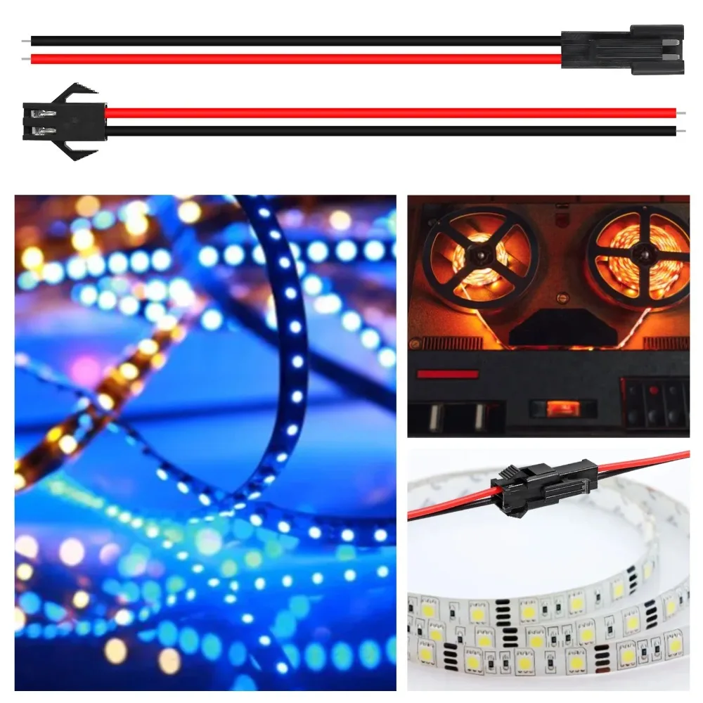 10PCS 2Pin Plug Male Female Connector Plug 10cm Male To Female Cable Quick Adapter Practical