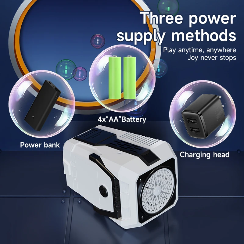 เครื่องทําฟองสบู่ เครื่องทําฟองอัตโนมัติพร้อมไฟ LED สําหรับเล่นน้ําในร่ม/กลางแจ้ง เครื่องทําฟองสบู่แบบพกพา ปาร์ตี้ และวันเกิด