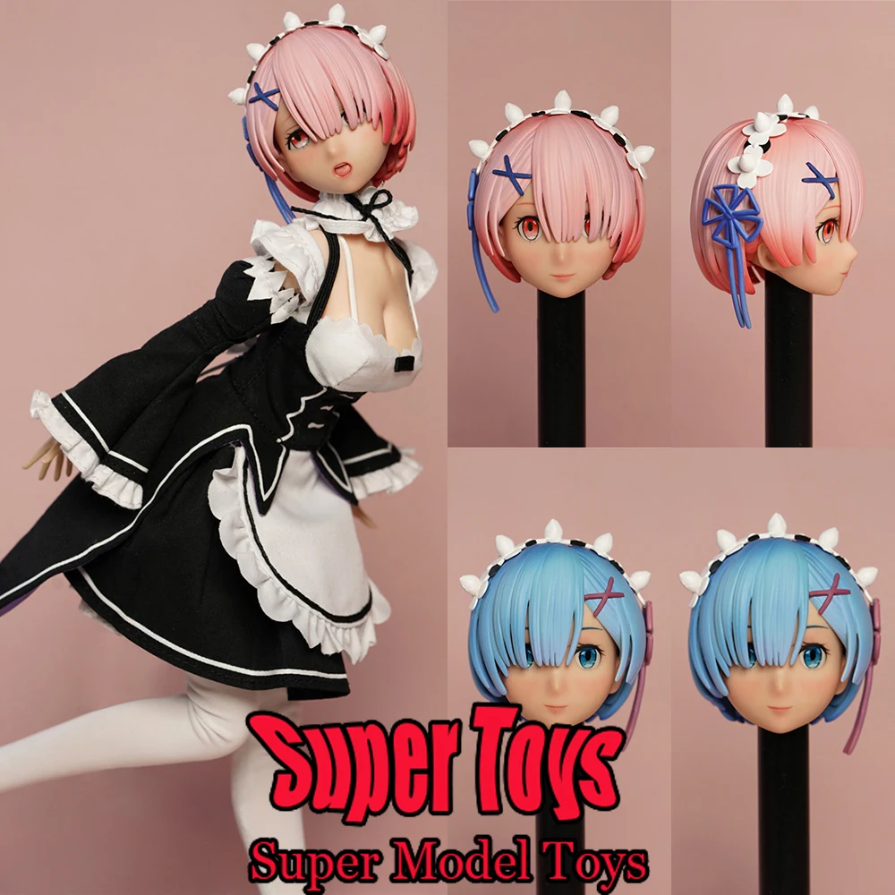 

MR.TOYS MT2020-05 1/6 Scale Female Soldier Head Sculpture Rem/Ram Anime Characters Head Carving Fit 12-inches Action Figure Doll