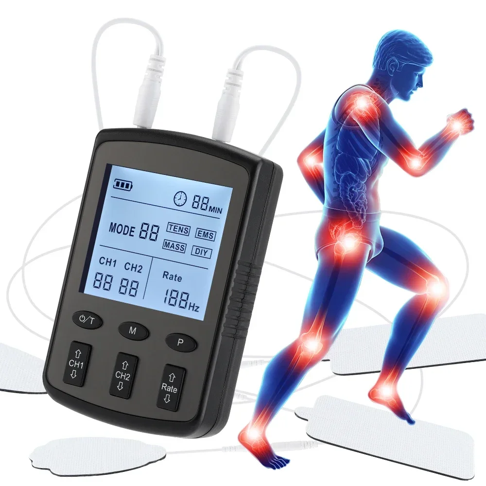 Electric Muscle Therapy Stimulator High-Frequency Interferential Physiotherapy Device TENS EMS 25Modes Adjustable Body Massag