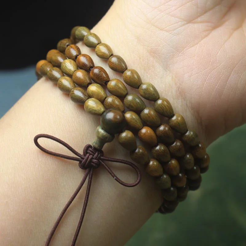 Guajacwood Bracelet with Fragrance Drop Shape Bracelet Multi-Circle Men and Women Ebony Crafts Buddha Beads Rosary