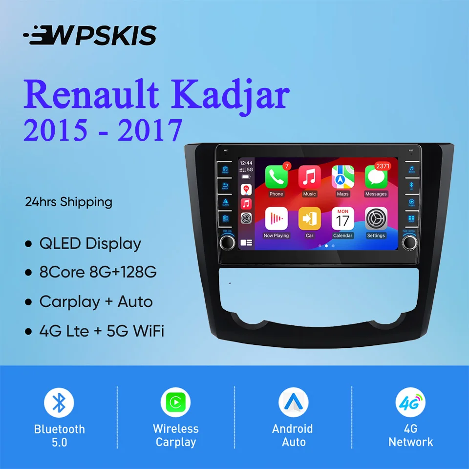 Radio con GPS para coche, reproductor con Android 14, 8GB de Ram, 128GB, vídeo, Audio, A/V, música, DVD, Navi, Kadjar para Renault, 2015-2017, Carplay, DSP, RDS