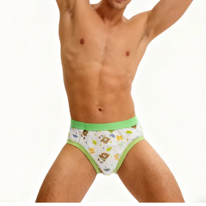 Adult Triangle Pants Pure Cotton ABDL Printed Thin Style Washable Cloth Diapers Underwear Couples Home Briefs