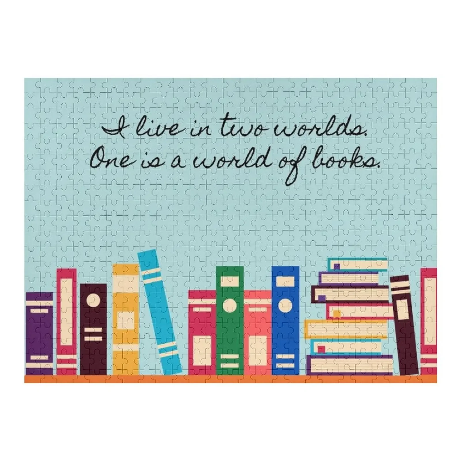 

A World of Books - Teal Jigsaw Puzzle Personalized Kids Gifts Customized Toys For Kids Customizable Gift Puzzle