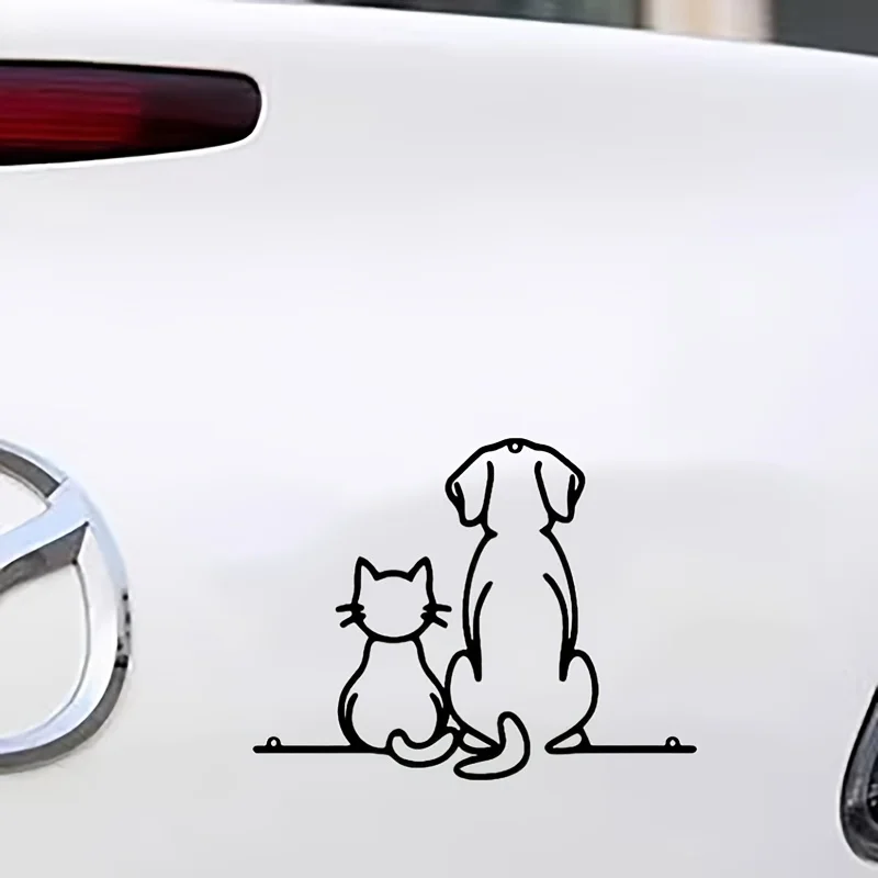 1pc Vinyl Car Decal Cat and Dog Back View Design, Waterproof Sticker for Motorcycles, Cars, Trucks and Laptop