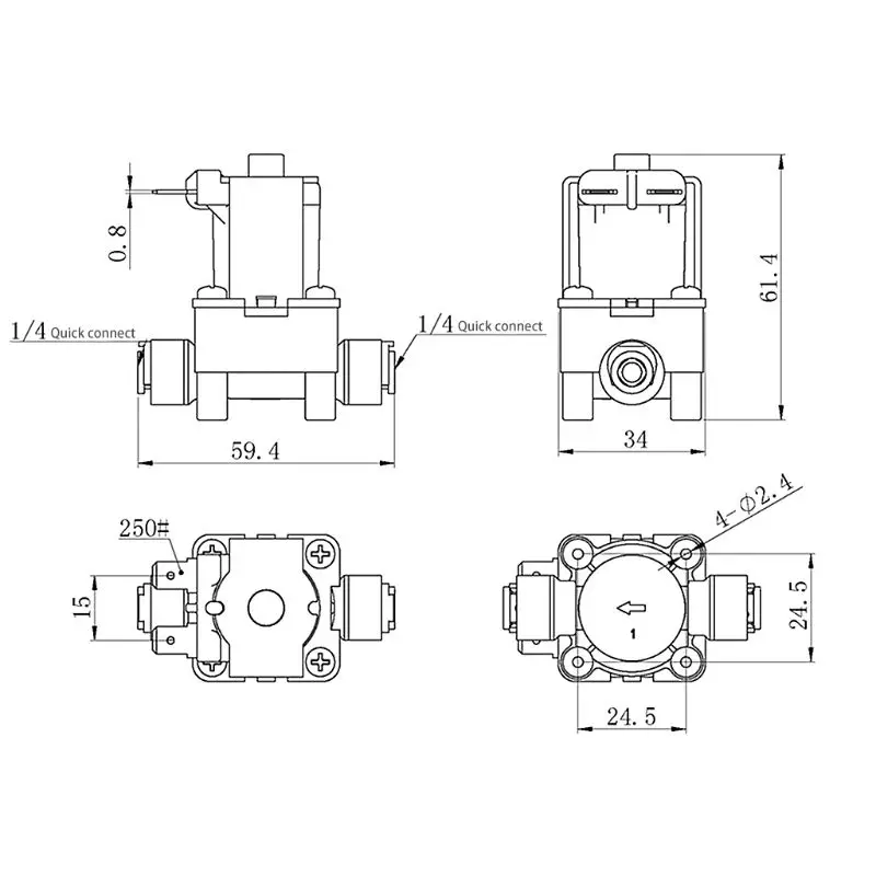 Plastic Water Solenoid for Valve 220V 1/4