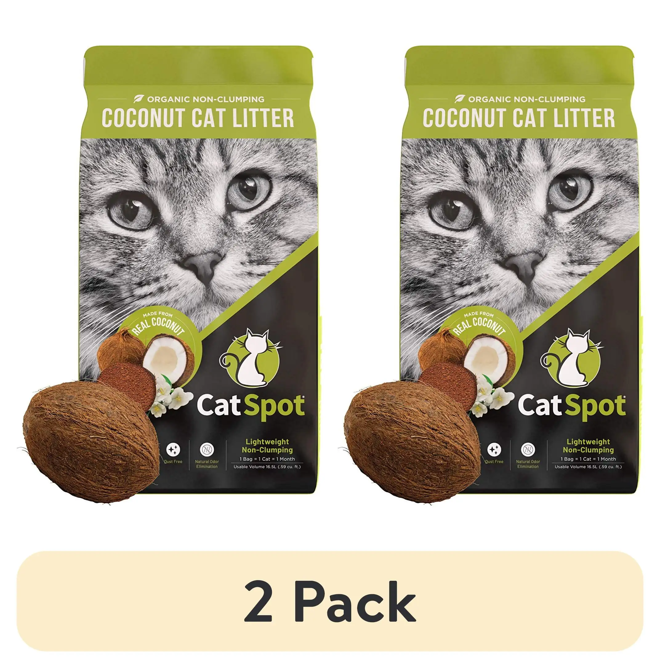 

2 pack organic coconut cat litter non clumping 5 lb