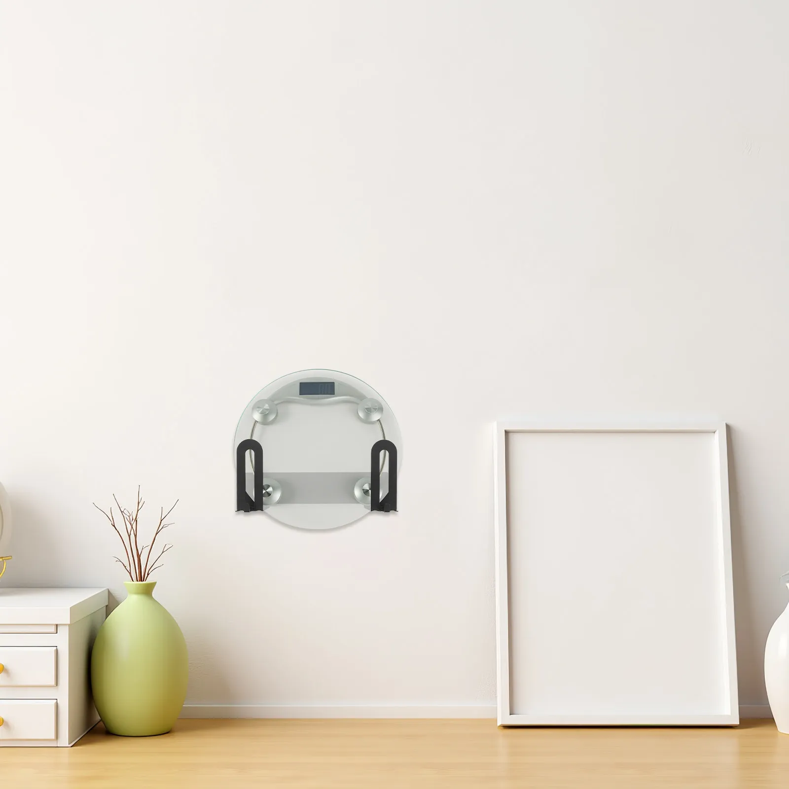 No Drill Wall Mounted Scale Holder 7.09 Inch Adhesive Bathroom Scale Rack for Electronic Body Weight Digital Scales Organizer