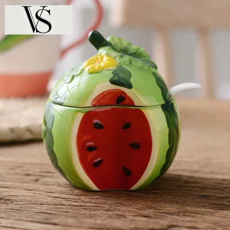 Pepper and Container Oil Bottle Kitchen Goods Household Spice Storage Jar Creative Fruit-Shaped Spice Ceramic Jar Salt Shaker