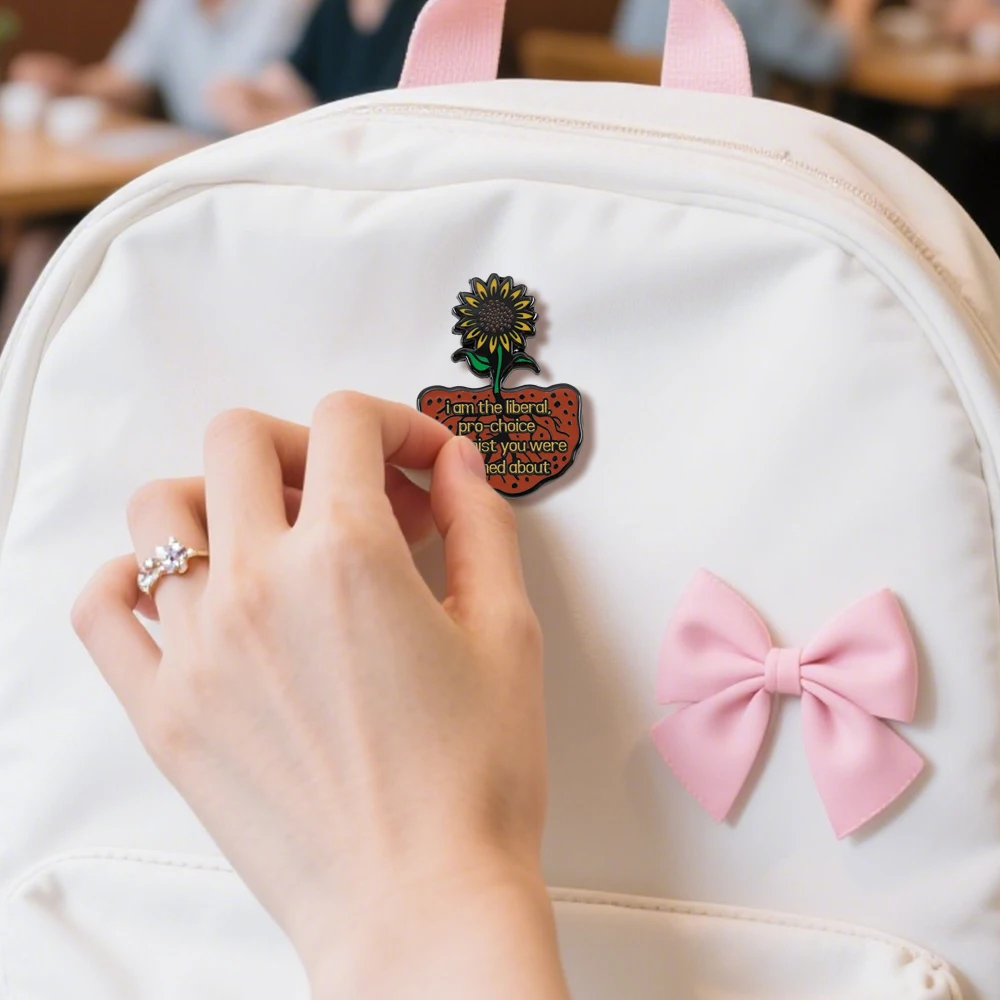 Ich bin die liberale, pro-Choice-Feministin, vor der Sie gewarnt wurden – Abzeichen, Sonnenblumen-Brosche, Feministischer Schmuck, Hüte, Jeans, dekoratives Geschenk – Detail 7