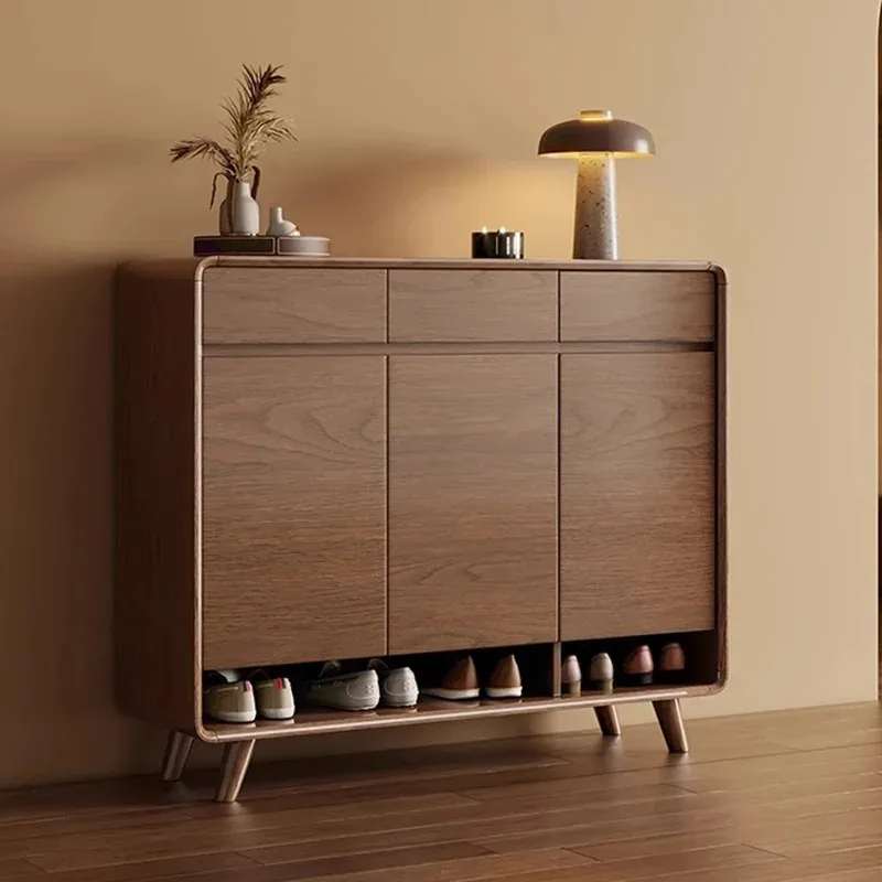 Zapatero Vintage moderno para entrada nórdica, Zapatero multiusos negro para pasillo, Archivadores de lujo para sala de estar, muebles para el hogar