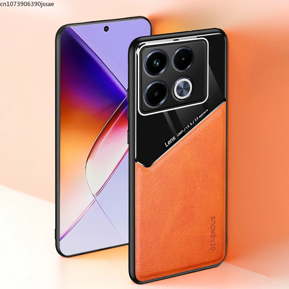 Skórzane etui na tył Infinix Note 40 Pro 4G 5G Etui TPU Miękki zderzak odporny na wstrząsy Coque Infini Note 40 Not 40 Pro+ Pro 5G Case — zdjęcie produktu 2