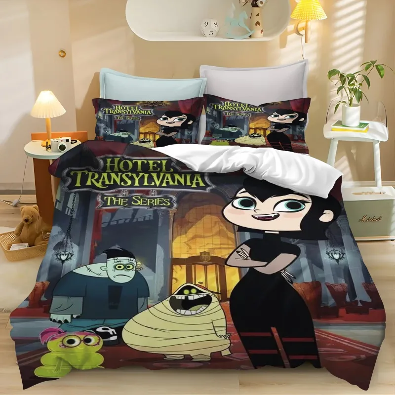 

Комплект постельного белья на тему Hotel Transylvania 3, красочный принт, полиэстер, простыня для студенческого общежития, пододеяльник, детский подарок, домашний текстиль