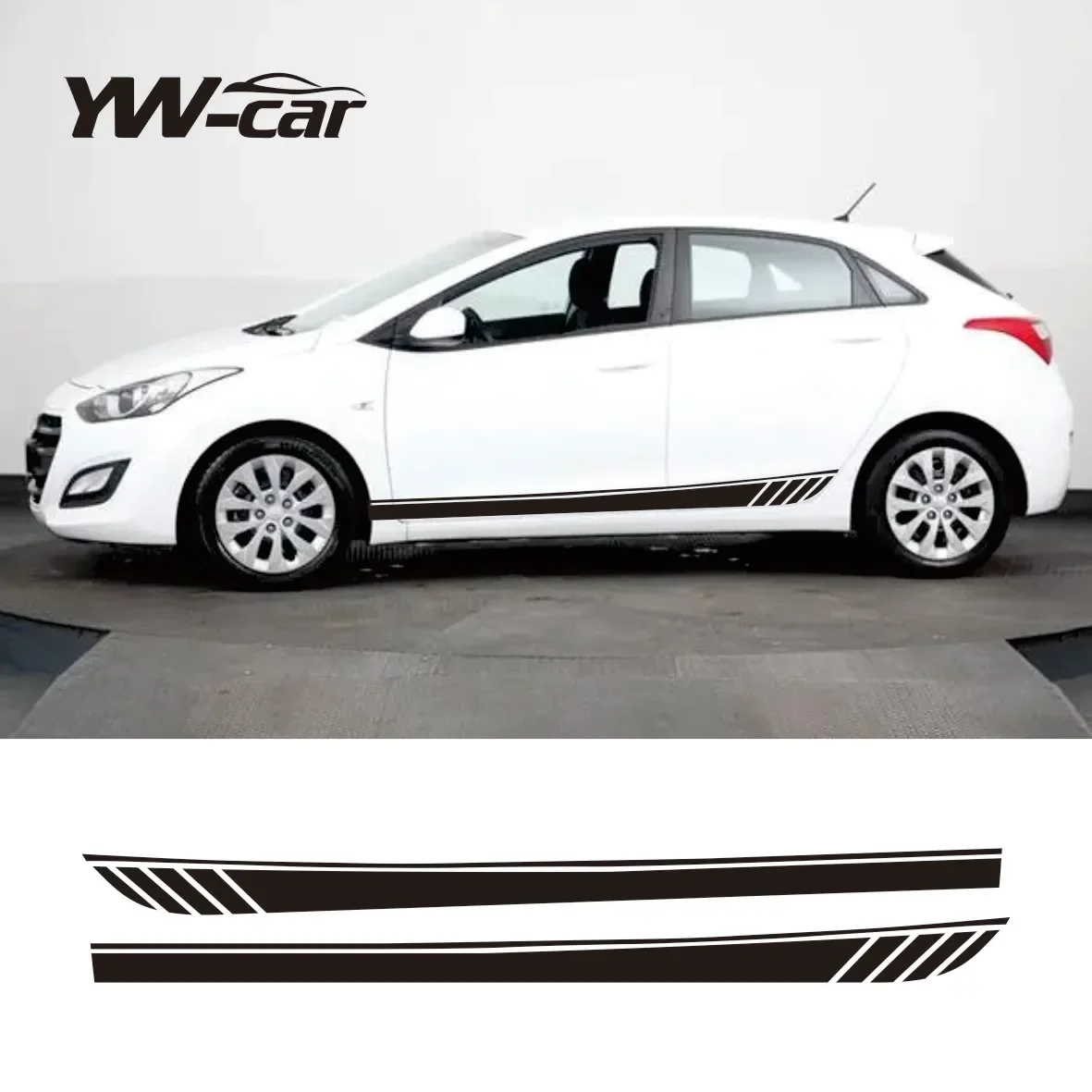 

2Pcs Racing Sport Car Door Side Skirt Sticker For Hyundai i30 i30n Body Long Stripes Vinyl Decals Auto Tuning Accessories